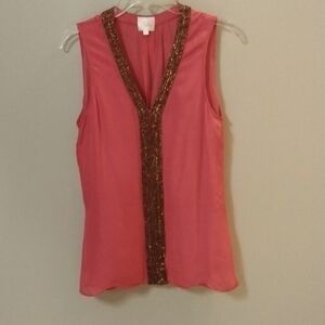 Parker Open Back Silk Blouse with Chain Detail size Large